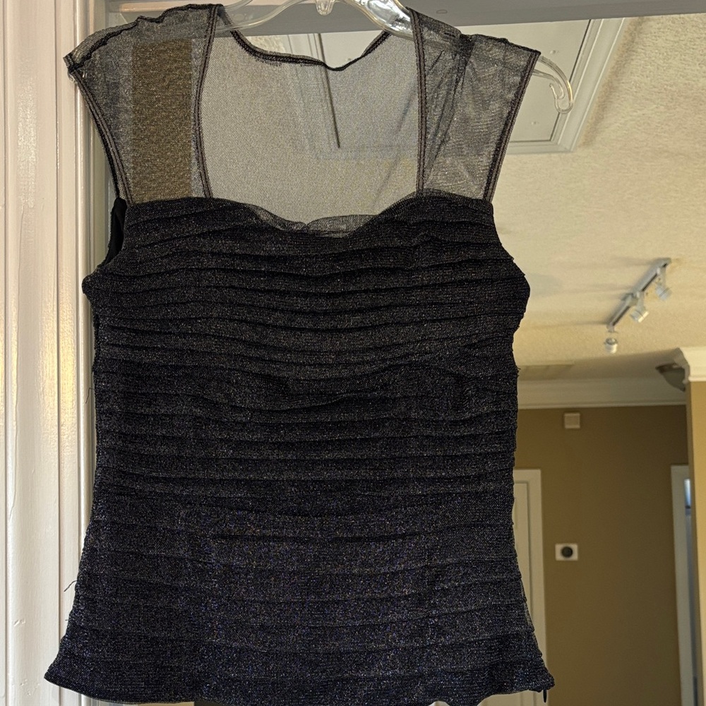 Signature by Sangria Black Sheer Blouse
